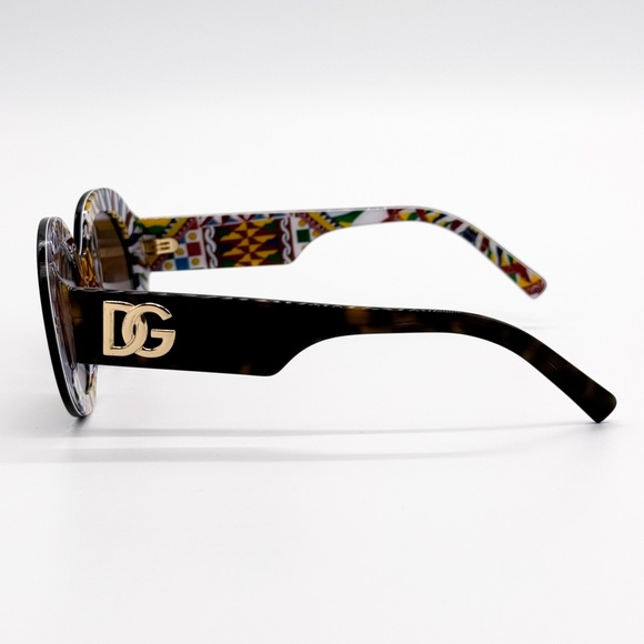 NEW DOLCE&GABBANA DG4448 3217/73 WOMEN SUNGLASSES BROWN HAVANA ROUND EYEWEAR D&G - Picture 6 of 10